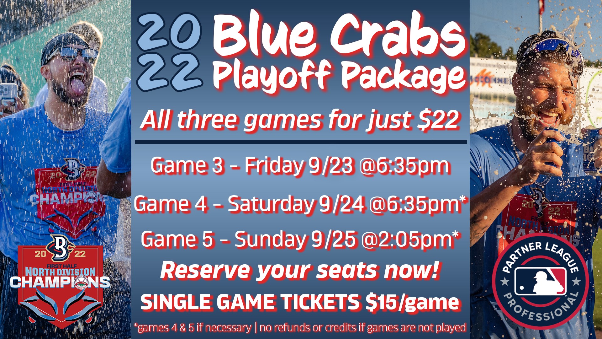 Blue Crabs Playoff Tickets On Sale Now!